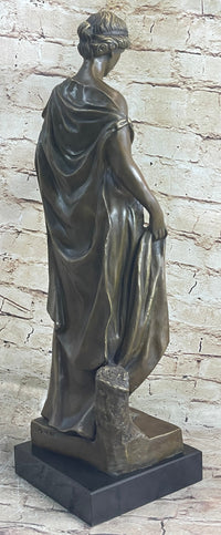 Woman Clutching Grapes Bronze Figure Auguste Moreau 21" x 7.5"