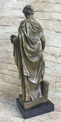Woman Clutching Grapes Bronze Figure Auguste Moreau 21" x 7.5"