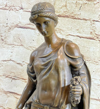Woman Clutching Grapes Bronze Figure Auguste Moreau 21" x 7.5"