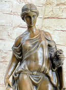 Woman Clutching Grapes Bronze Figure Auguste Moreau 21" x 7.5"