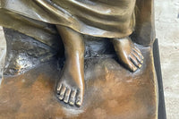 Woman Clutching Grapes Bronze Figure Auguste Moreau 21" x 7.5"