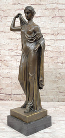 Semi Nude Roman Greek Goddess Female Figure Bronze Statue Sculpture Marble Base
