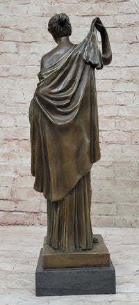 Semi Nude Roman Greek Goddess Female Figure Bronze Statue Sculpture Marble Base