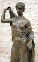 Semi Nude Roman Greek Goddess Female Figure Bronze Statue Sculpture Marble Base