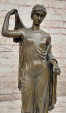 Semi Nude Roman Greek Goddess Female Figure Bronze Statue Sculpture Marble Base