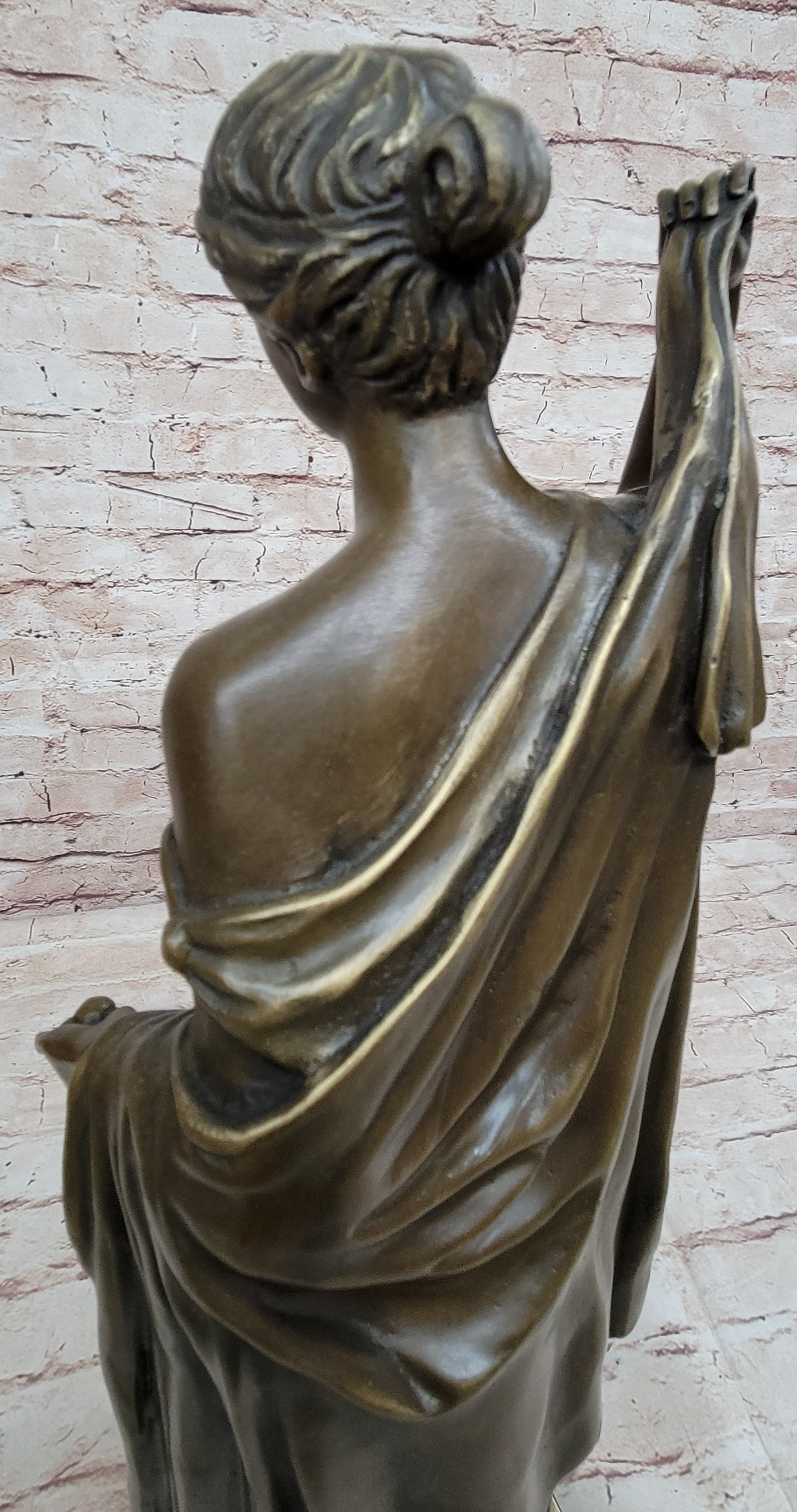 Semi Nude Roman Greek Goddess Female Figure Bronze Statue Sculpture Marble Base
