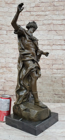 Medieval King Arthur Hot Cast Bronze Sculpture on Marble Base