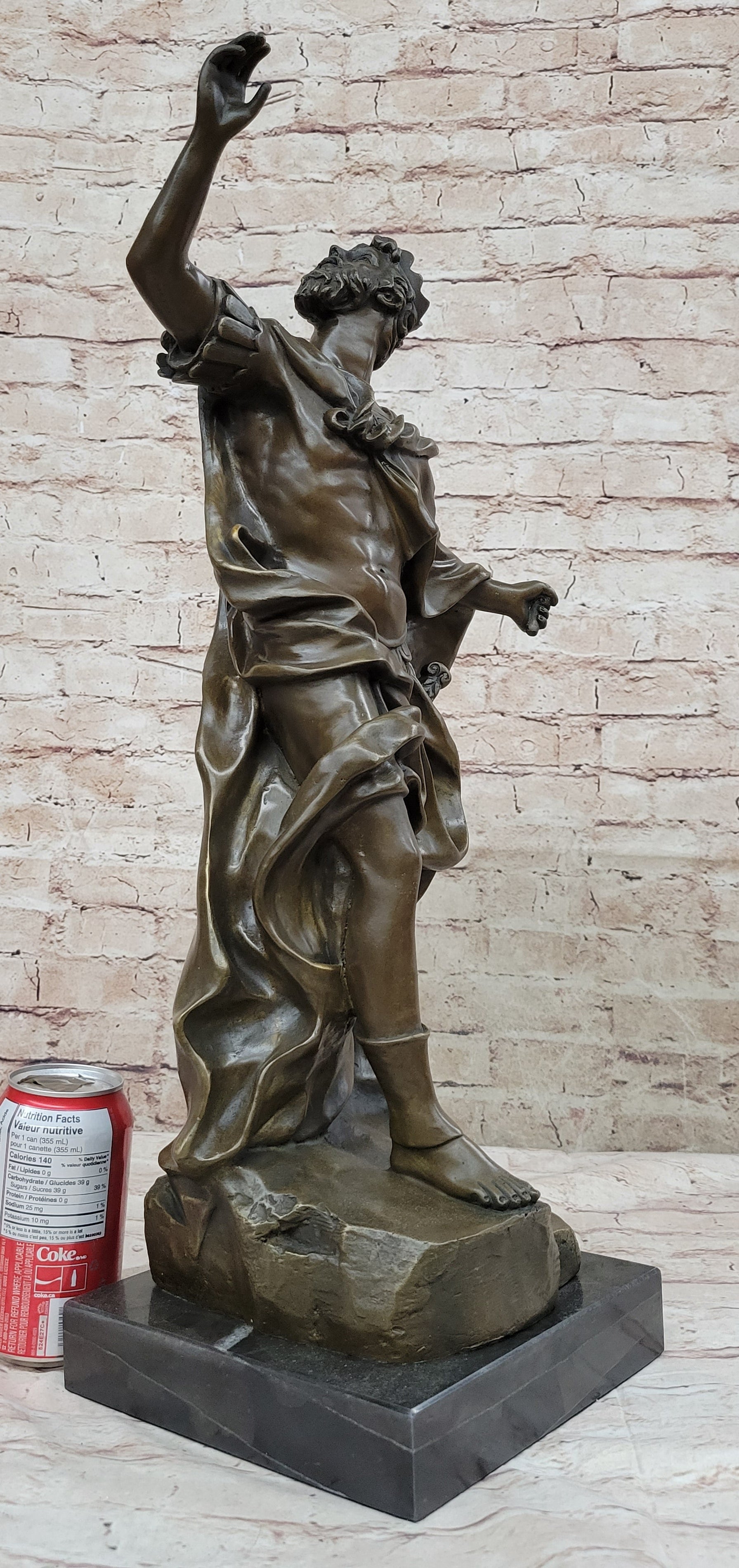 Medieval King Arthur Hot Cast Bronze Sculpture on Marble Base
