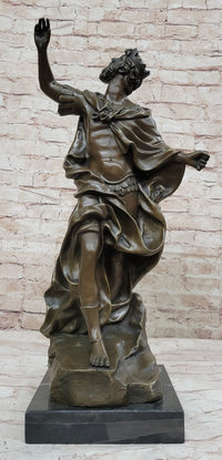 Medieval King Arthur Hot Cast Bronze Sculpture on Marble Base