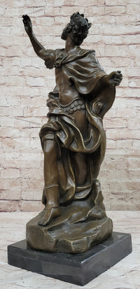 Medieval King Arthur Hot Cast Bronze Sculpture on Marble Base