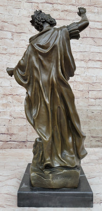 Medieval King Arthur Hot Cast Bronze Sculpture on Marble Base