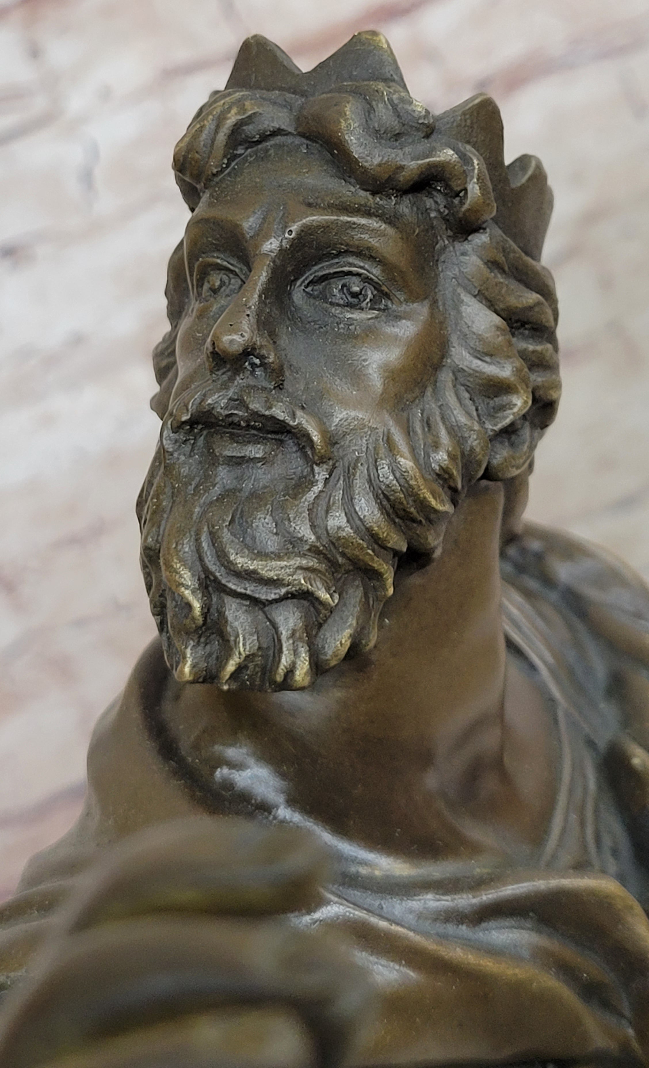 Medieval King Arthur Hot Cast Bronze Sculpture on Marble Base