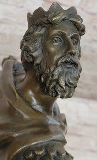 Medieval King Arthur Hot Cast Bronze Sculpture on Marble Base