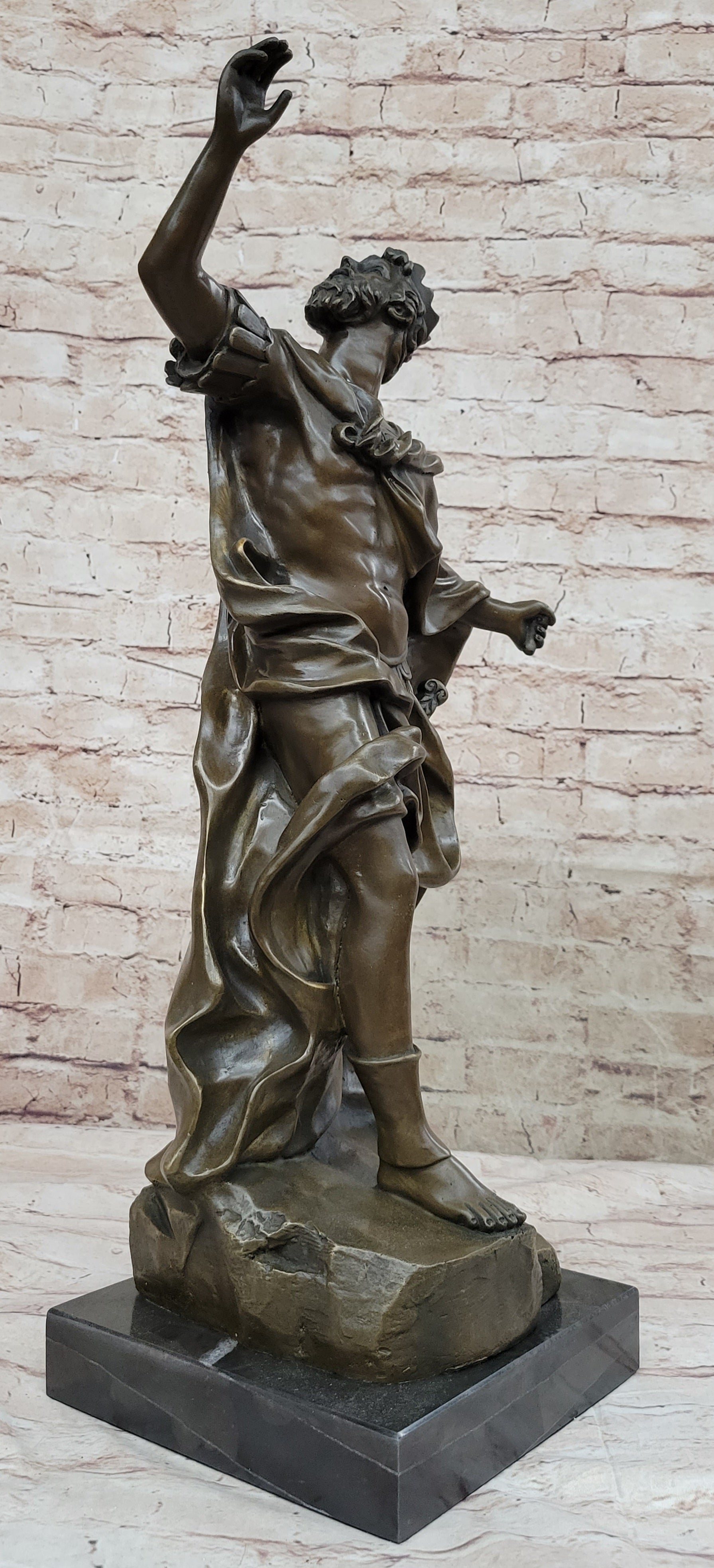 Medieval King Arthur Hot Cast Bronze Sculpture on Marble Base