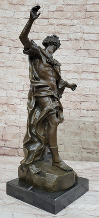 Medieval King Arthur Hot Cast Bronze Sculpture on Marble Base