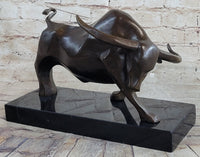 Bronze Sculpture 'Charging Bull' Red Marble - MINT Condition