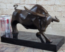 Bronze Sculpture 'Charging Bull' Red Marble - MINT Condition