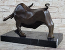 Bronze Sculpture 'Charging Bull' Red Marble - MINT Condition
