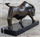 Bronze Sculpture 'Charging Bull' Red Marble - MINT Condition