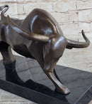 Bronze Sculpture 'Charging Bull' Red Marble - MINT Condition