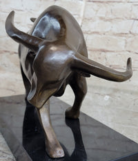 Bronze Sculpture 'Charging Bull' Red Marble - MINT Condition
