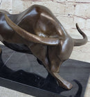 Bronze Sculpture 'Charging Bull' Red Marble - MINT Condition