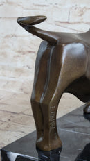 Bronze Sculpture 'Charging Bull' Red Marble - MINT Condition