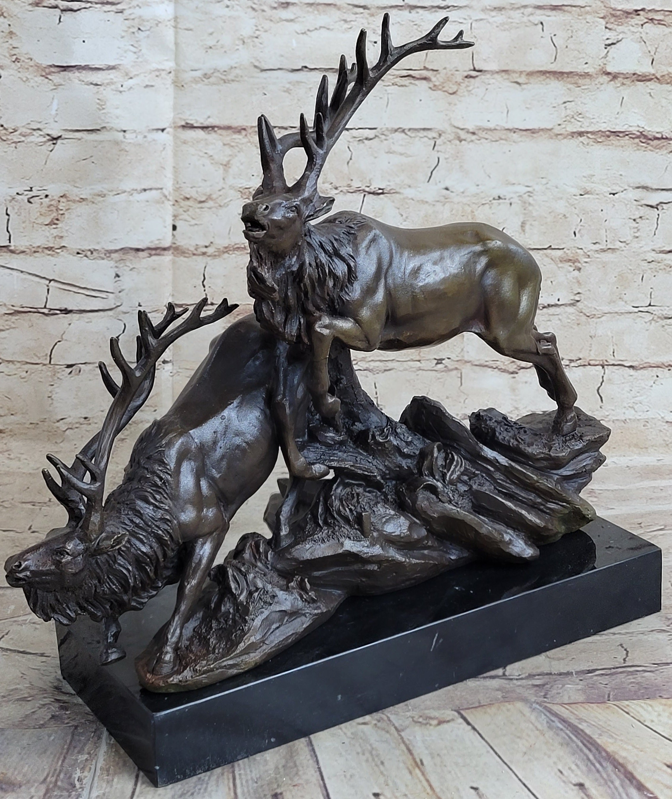 Caribou Elk Stag Buck Bronze Sculpture by Truffot