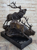 Caribou Elk Stag Buck Bronze Sculpture by Truffot