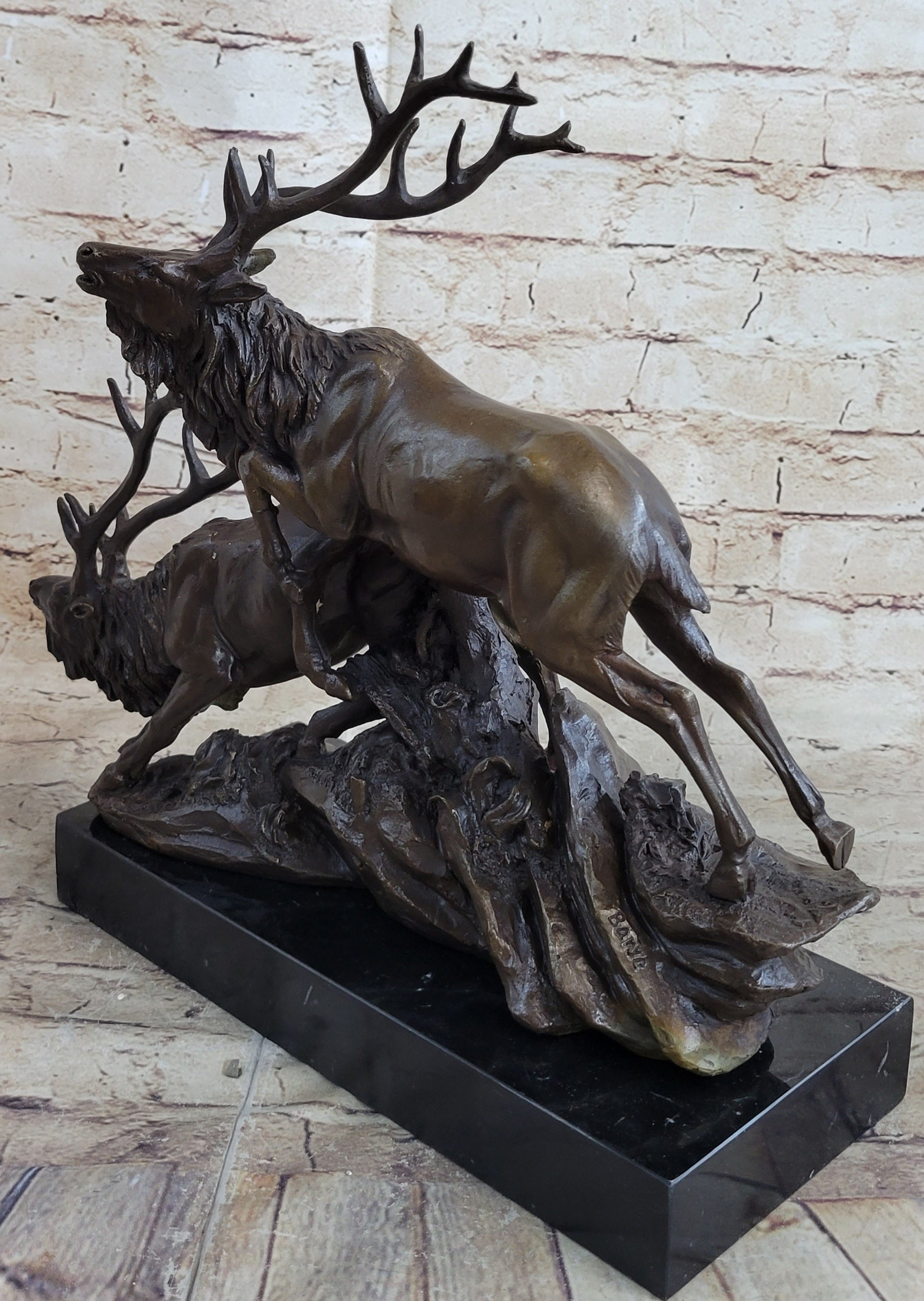 Caribou Elk Stag Buck Bronze Sculpture by Truffot