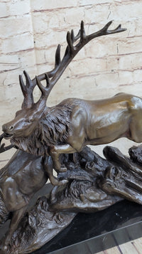 Caribou Elk Stag Buck Bronze Sculpture by Truffot