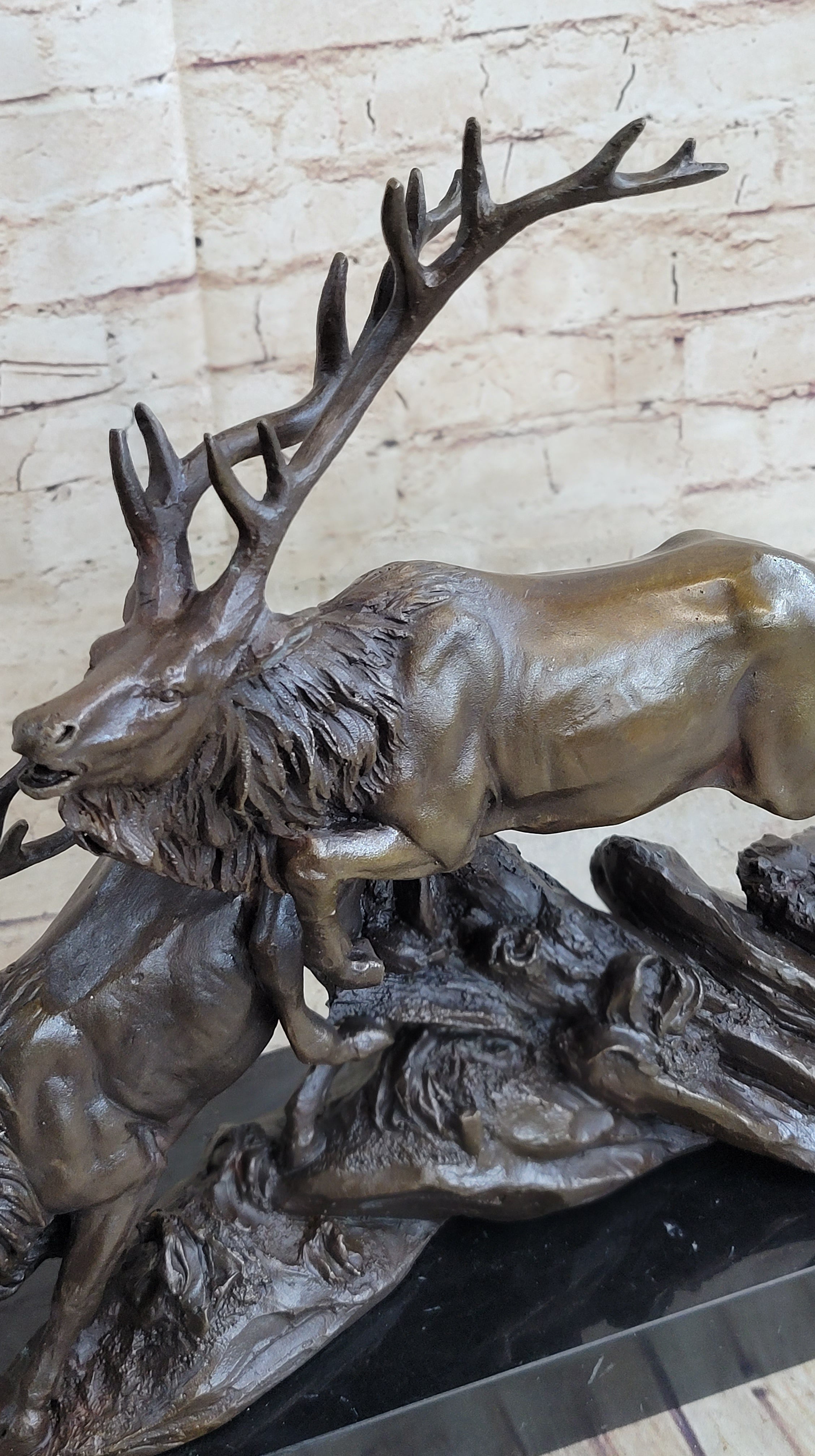 Caribou Elk Stag Buck Bronze Sculpture by Truffot