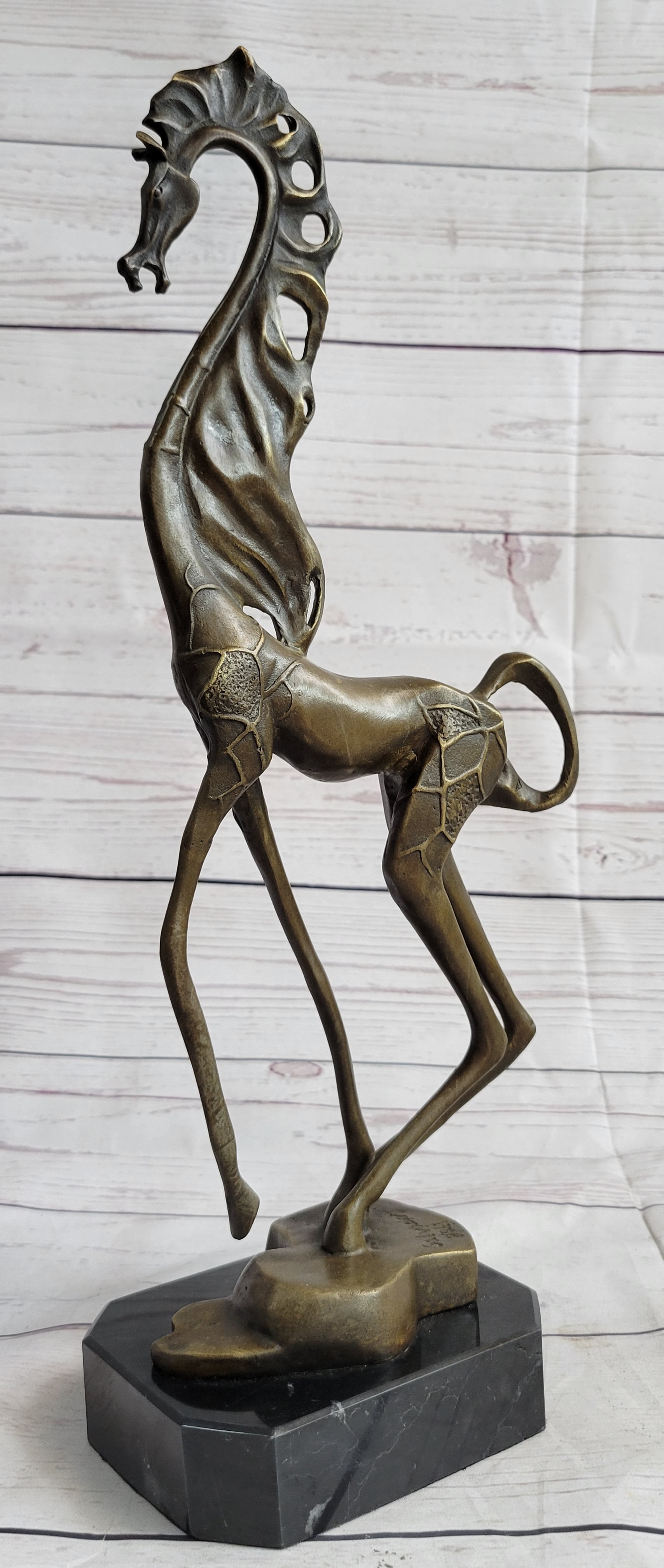 Surreal Dalinian Horse Abstract Bronze Sculpture 15" x 9"