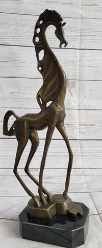 Surreal Dalinian Horse Abstract Bronze Sculpture 15" x 9"
