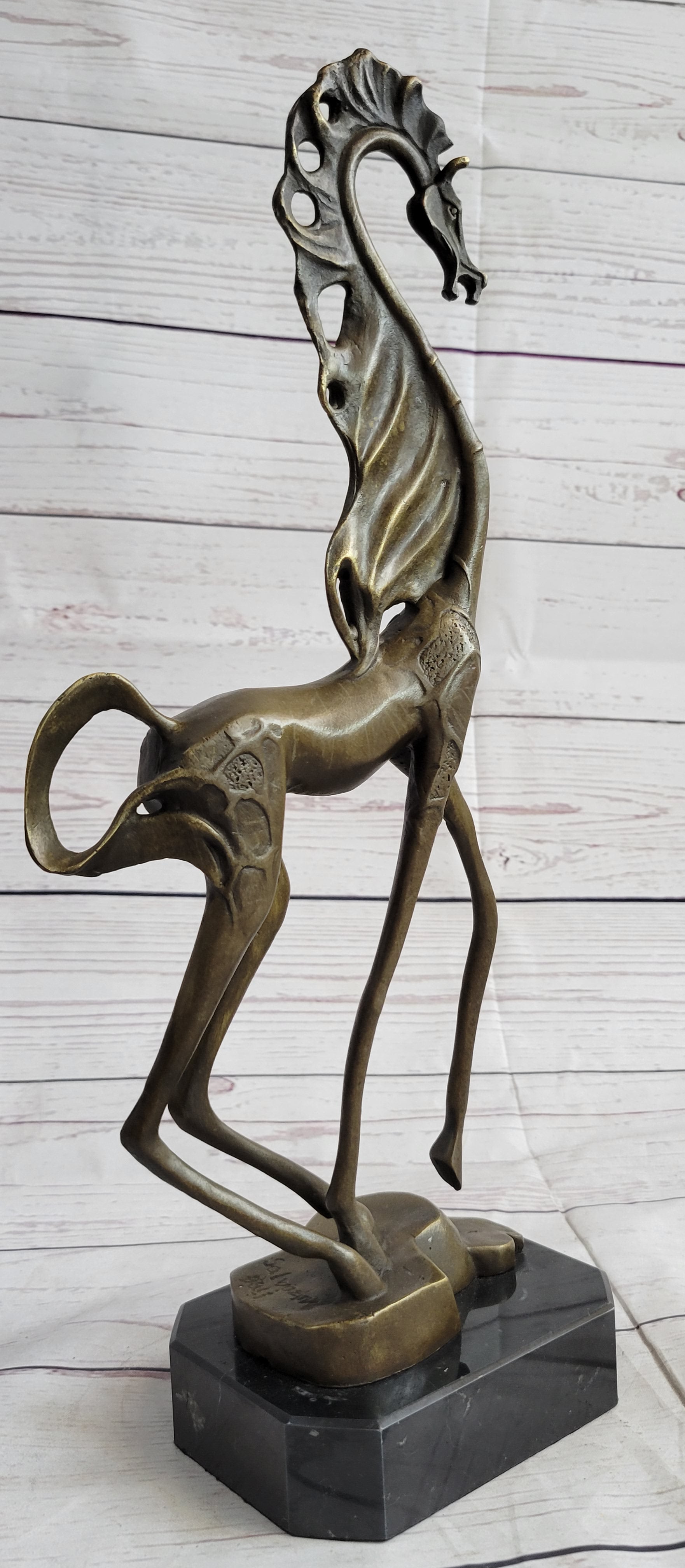 Surreal Dalinian Horse Abstract Bronze Sculpture 15" x 9"