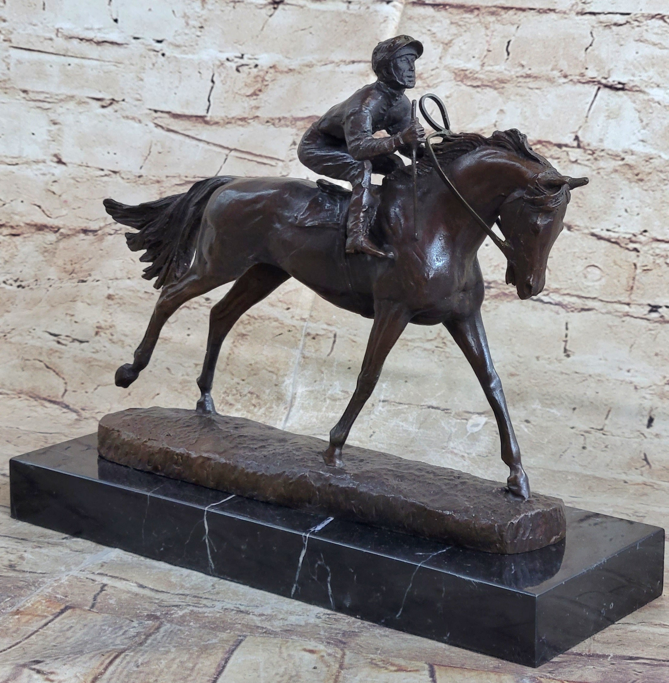 Bronze Sports Art Sculpture Jockey Horse Racing Kentucky Derby