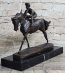Bronze Sports Art Sculpture Jockey Horse Racing Kentucky Derby