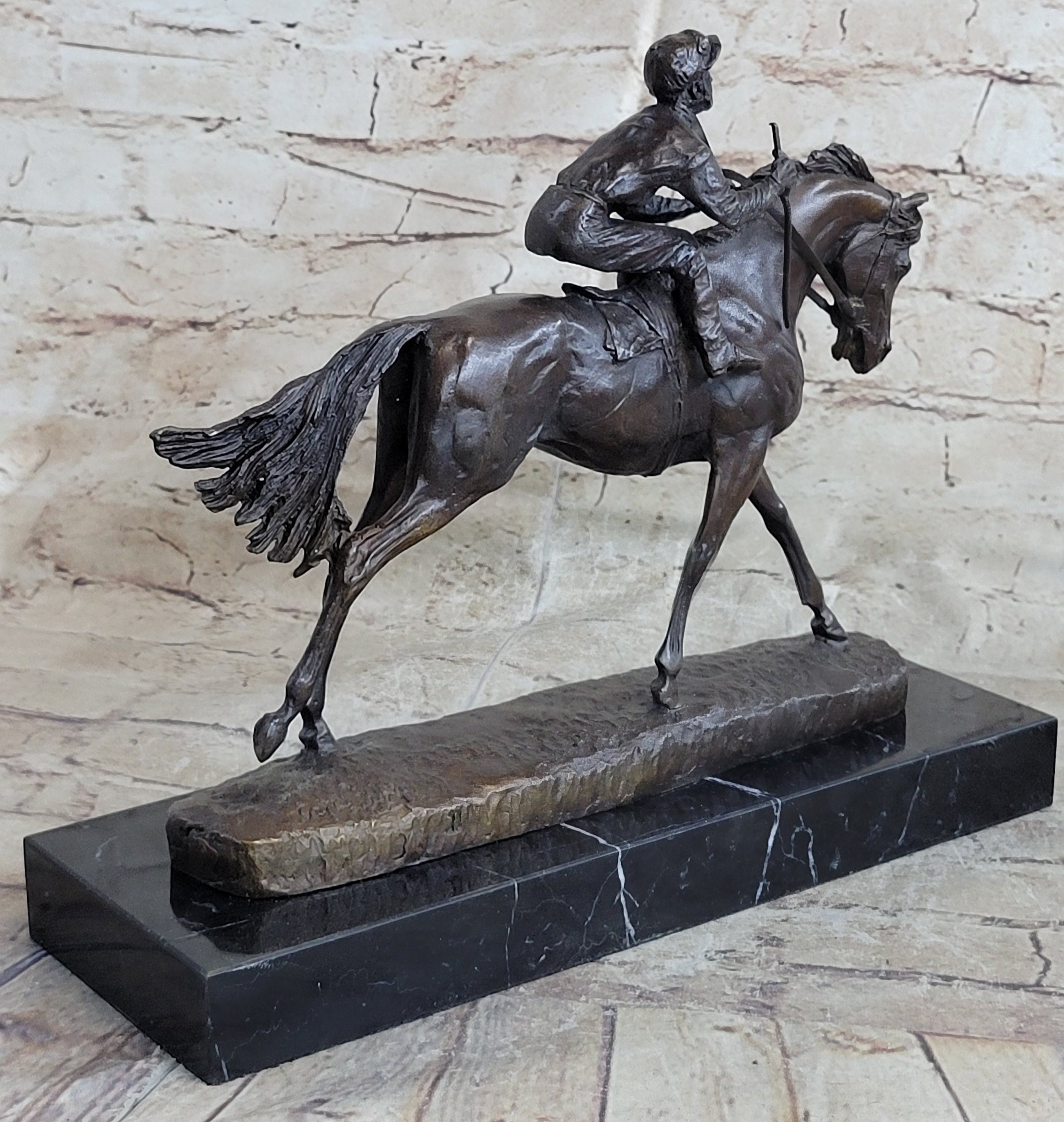 Bronze Sports Art Sculpture Jockey Horse Racing Kentucky Derby