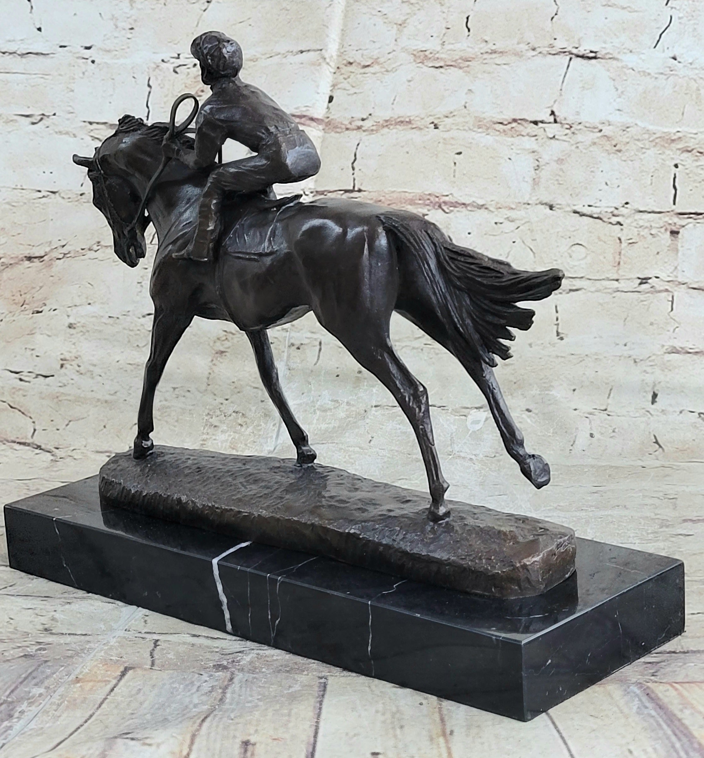 Bronze Sports Art Sculpture Jockey Horse Racing Kentucky Derby