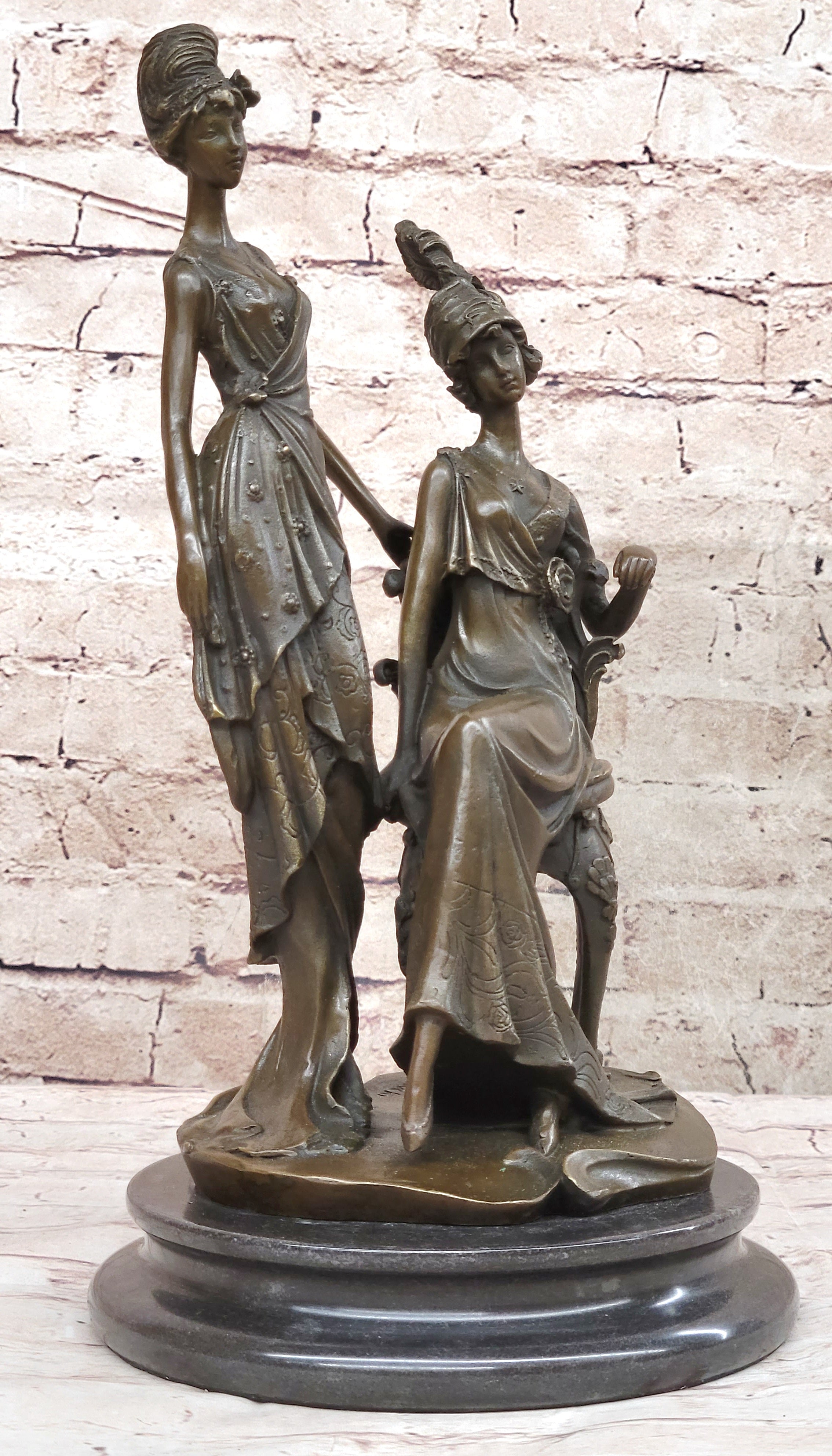 Signed Mavchi Showgirls Follies Bronze Sculpture Art Deco Large
