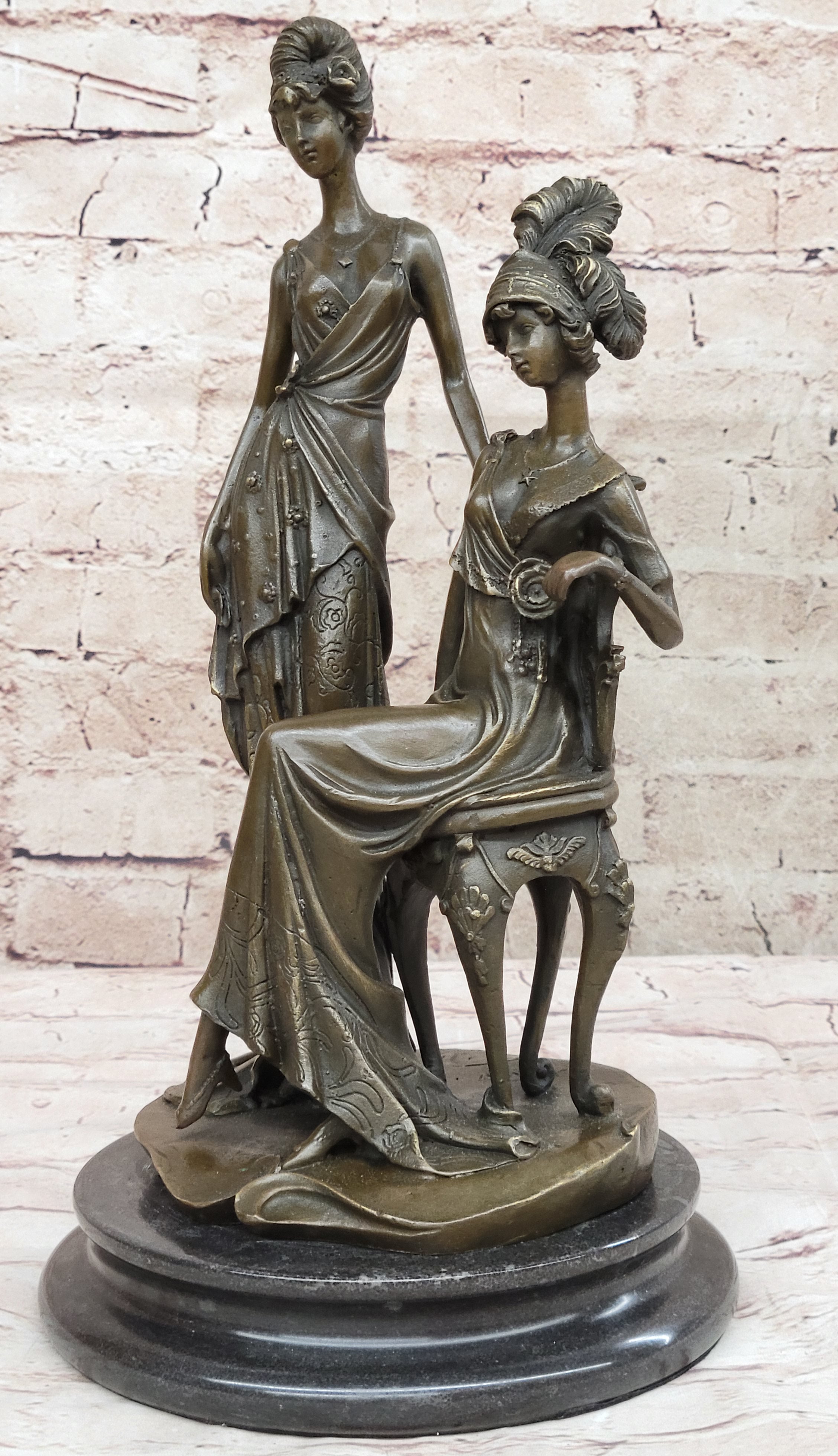 Signed Mavchi Showgirls Follies Bronze Sculpture Art Deco Large