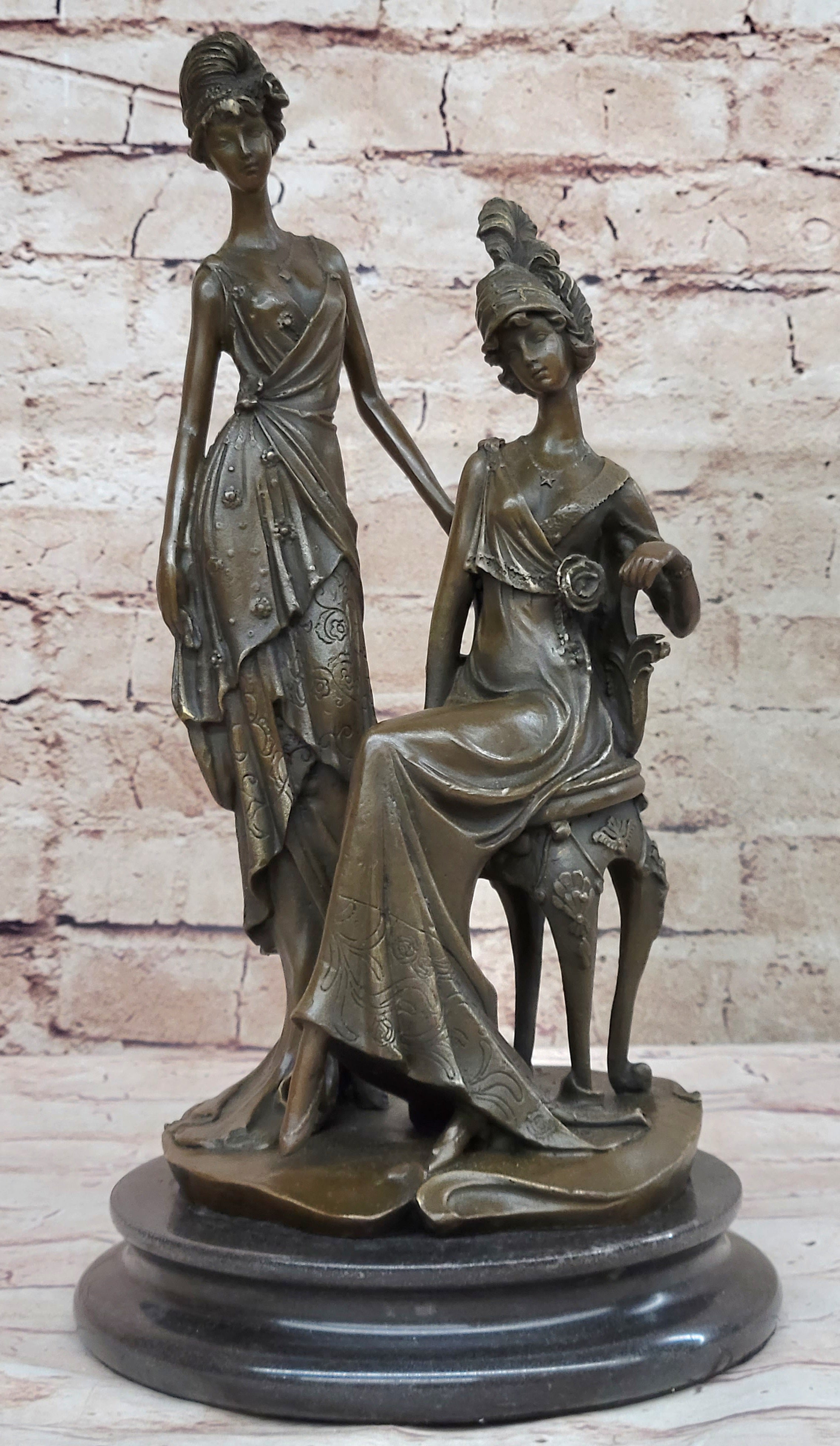 Signed Mavchi Showgirls Follies Bronze Sculpture Art Deco Large