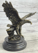 Landing Eagle Bronze Sculpture Signed Marble Base 7" x 9"