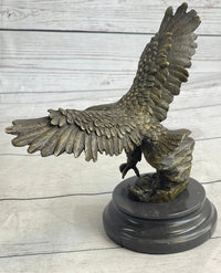 Landing Eagle Bronze Sculpture Signed Marble Base 7" x 9"