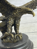 Landing Eagle Bronze Sculpture Signed Marble Base 7" x 9"