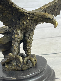 Landing Eagle Bronze Sculpture Signed Marble Base 7" x 9"