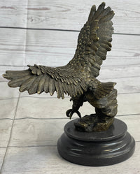 Landing Eagle Bronze Sculpture Signed Marble Base 7" x 9"