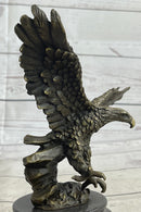 Landing Eagle Bronze Sculpture Signed Marble Base 7" x 9"