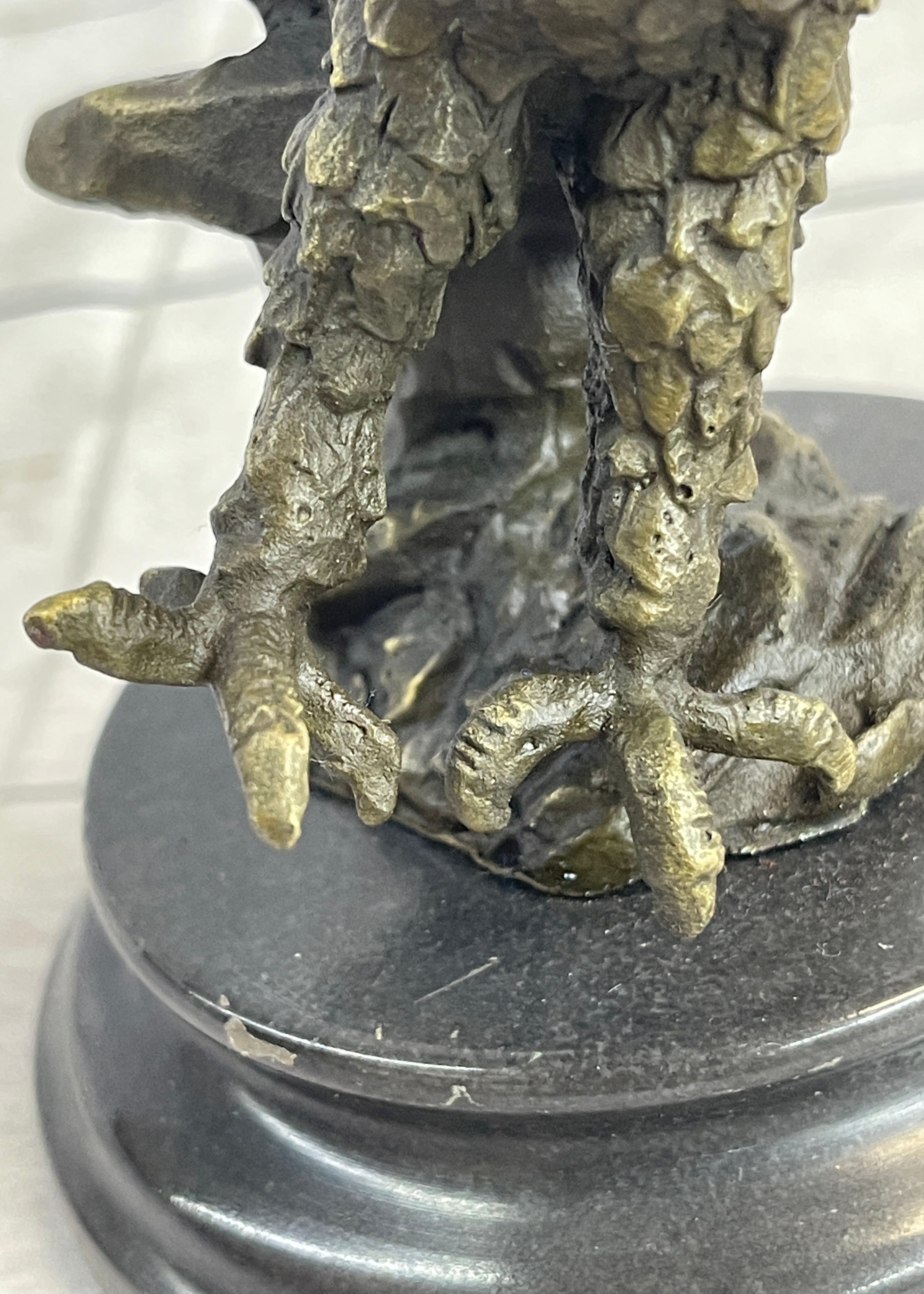 Landing Eagle Bronze Sculpture Signed Marble Base 7" x 9"
