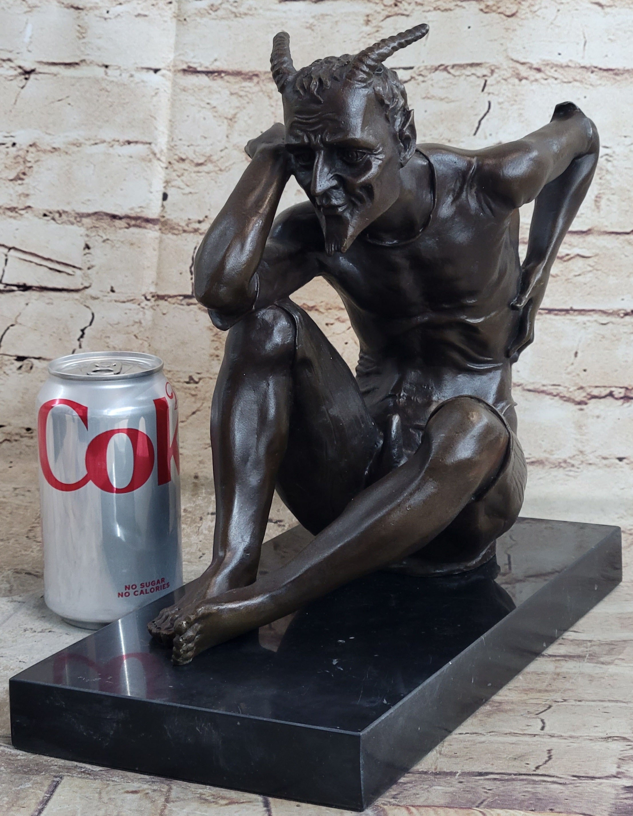 Satan Devil Demon Satyr Bronze Sculpture 7.5" x 8"